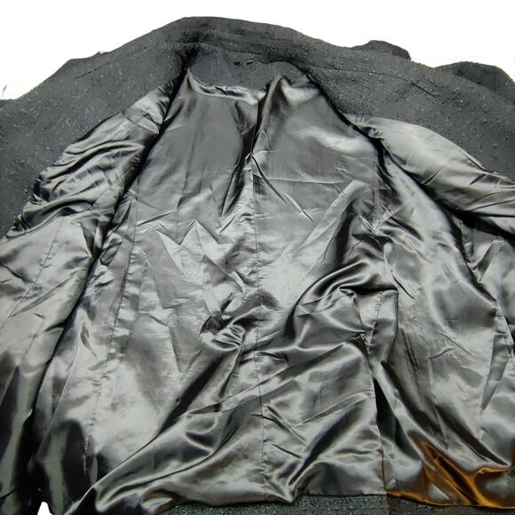 Talbots Plus Grosgrain Ribbon Trim Tweed Preppy Blazer Jacket Black 16W Academia - Picture 8 of 14